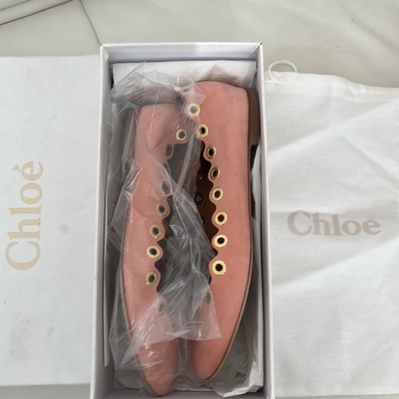 CHLOE LIGHT/PASTEL MAGNOLIA PINK WAVE BALLET FLAT - NEW 9.5 - Picture 5 of 9